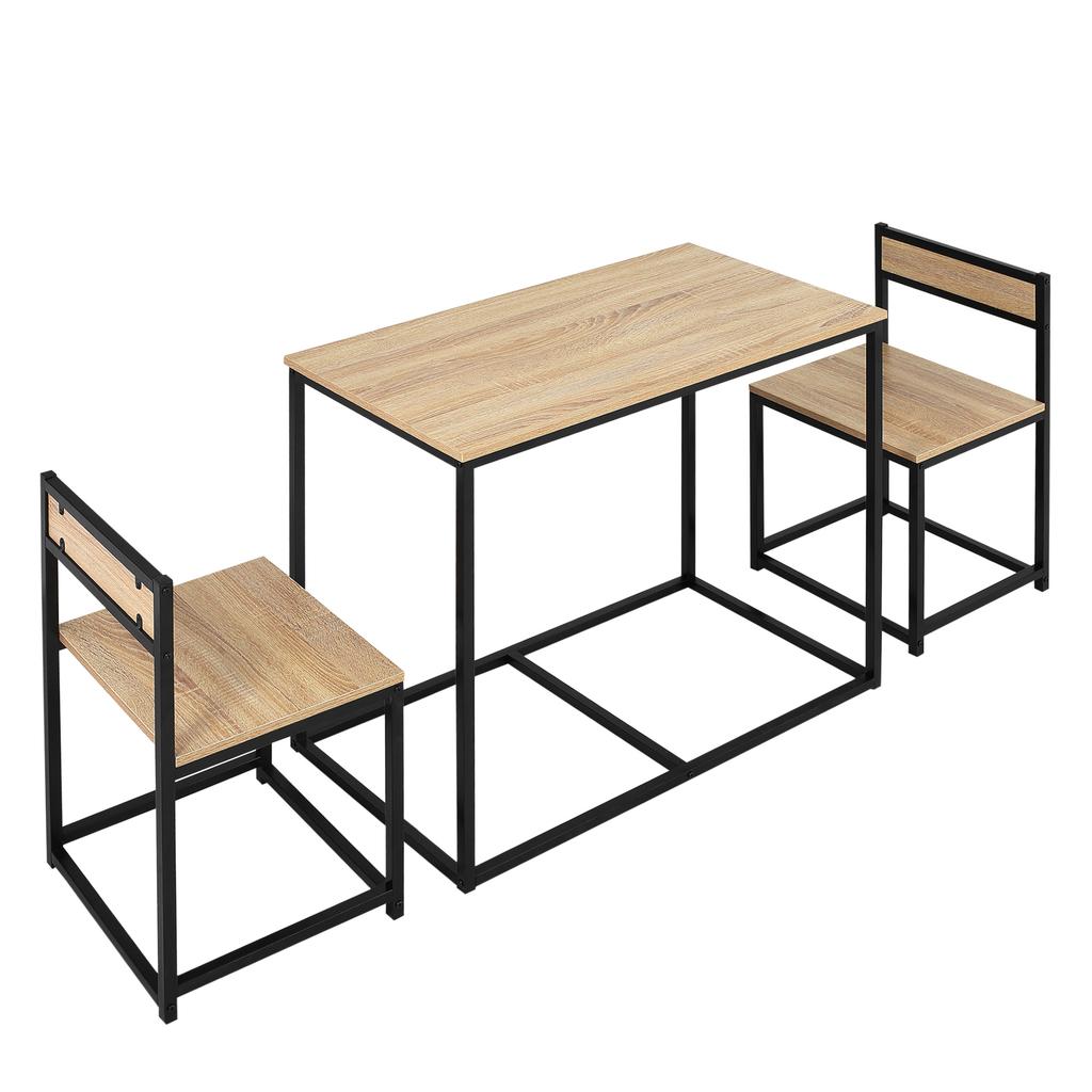 Dining Table Set with 2 Chairs, Compact Table and Chair Set for Dining Room, Living Room, Kitchen, with Metal Frame