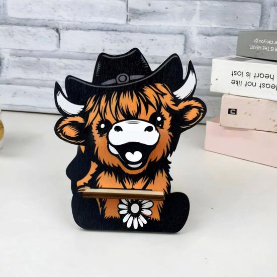 Держатель для очков Хайлендская корова Yousheng Деревянная подставка для очков Дисплейная стойка Мультяшное животное Подставка-держатель для солнцезащитных очков для спальни, кабинета, офиса