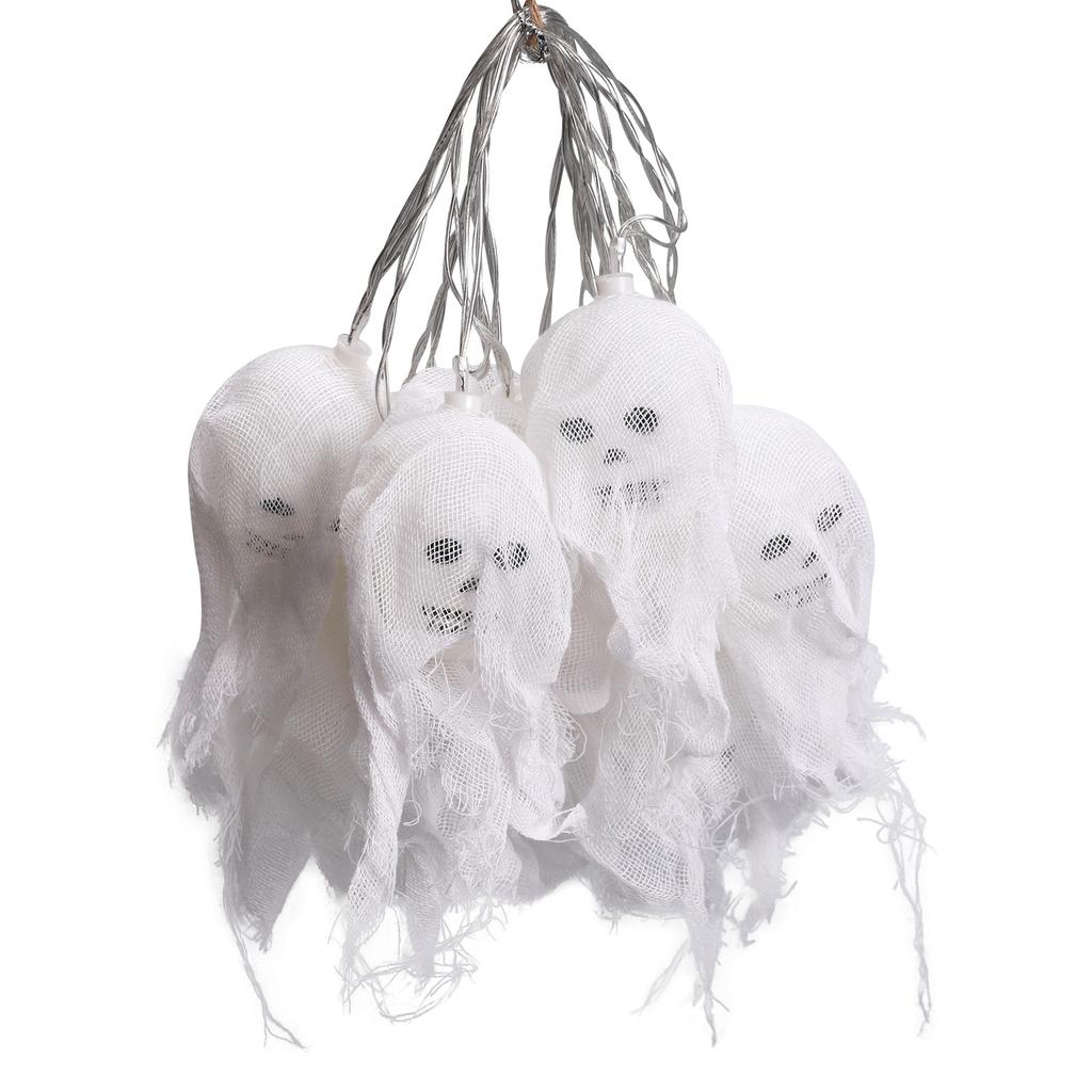 10 светодиодов гирлянды в виде черепа на Хэллоуин, необычный реквизит для вечеринок ужасов, работающий от батареек