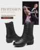 Ботинки для танцев Square Dance Boots с мягкой подошвой и молнией - средний каблук с воздушной подушкой, стиль «матрос», одежда на все времена года