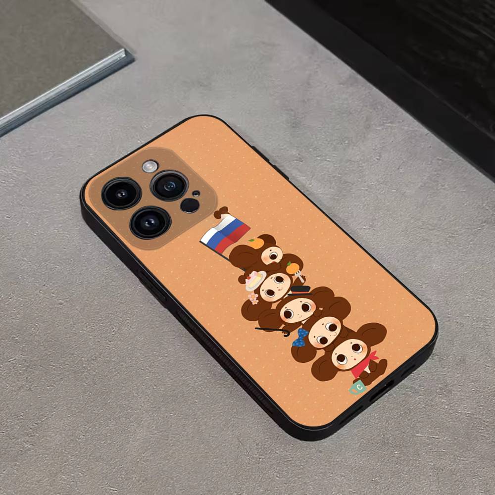 Мультяшный Чебурашка-С Чехол для телефона iPhone 16,15,14,13,12,11 Plus,Pro Max,XS,X,XR,SE,Mini,8,7, Мягкий силиконовый черный чехол