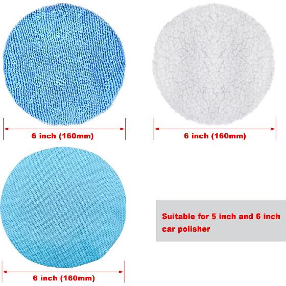 SIQUK 12 Pieces Car Polisher Pad Bonnet 5-6 Inch Polishing Bonnets Microfiber Waxer Bonnet Polishing Pad Bonnet Buffing Pad Cover Buffer Bonnets For