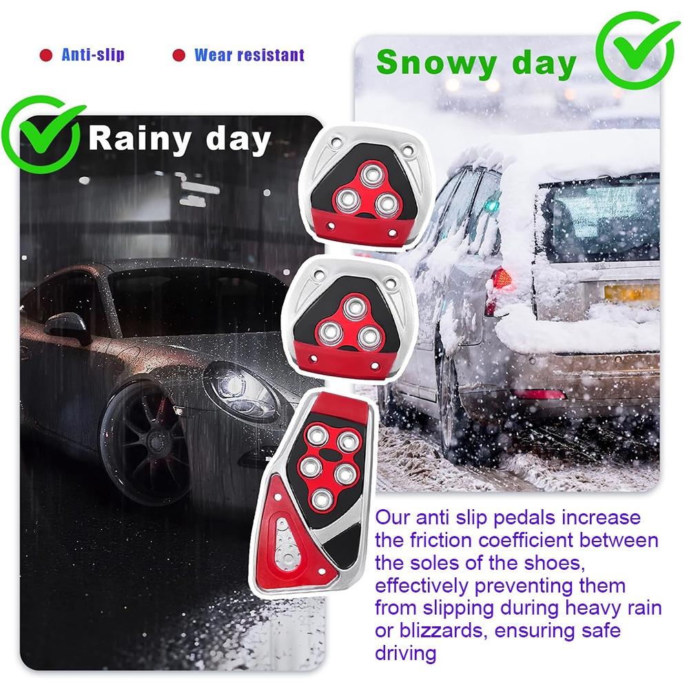 3 шт. ручные автомобильные нескользящие накладки на педали для ног, стильные педали тормоза, акселератора, сцепления, пластиковые автомобильные аксессуары