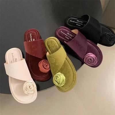 Комплект для улицы с мягкой подошвой, босоножки с носком для пляжа, лето 2024, новинка, розовые, на плоской подошве, нескользящие, сандалии, женские шлепанцы