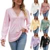 Ladies Spring And Summer V-neck T-shirt Chiffon Solid Color Casual Loose Pleated Long-sleeved Shirt