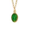 [R5495] - Handcrafted Silver Necklace 'Virgin Mary' Golden Green - 10x7 Mm
