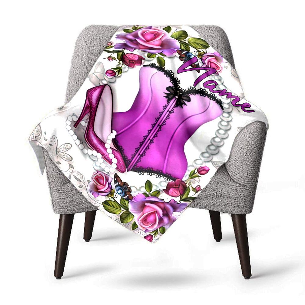 Romantic Lingerie Theme Customize Your Name Blankets Comfortable Soft Lightweight Allseason Multipurpose Blanket For Picnics Sofas Offices Beds Living