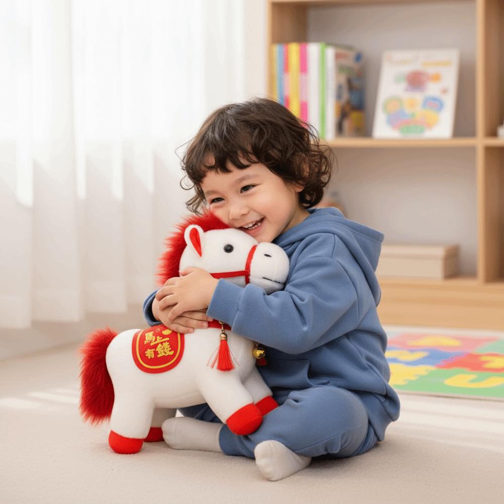 Плюшевая игрушка-талисман лошади в китайском стиле, мягкая китайская плюшевая кукла-лошадь, праздничный декор