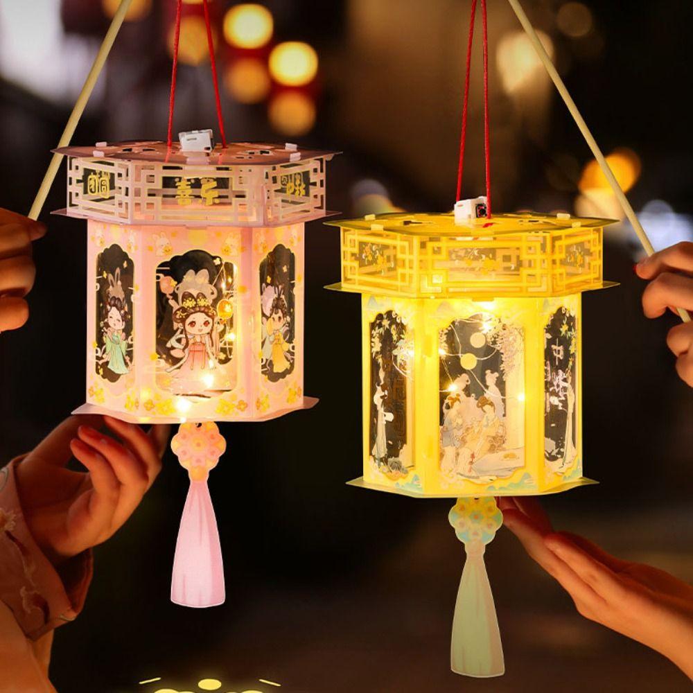 PVC Festival Lantern Glowing Vintage Hanging Lamp Manual Handheld Led Toy Children Kids