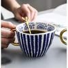 Ручная роспись геометрические керамические кружки с золотой ручкой Необычные чашки ручной работы для кофе, чая, молока, овсянки, креативные подарки на день рождения