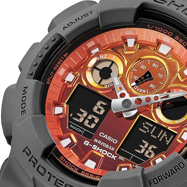 Casio Мужские часы G-SHOCK GA-100FL-8AJF [G-SHOCK Flame inside Series] Круглые часы Серая смола