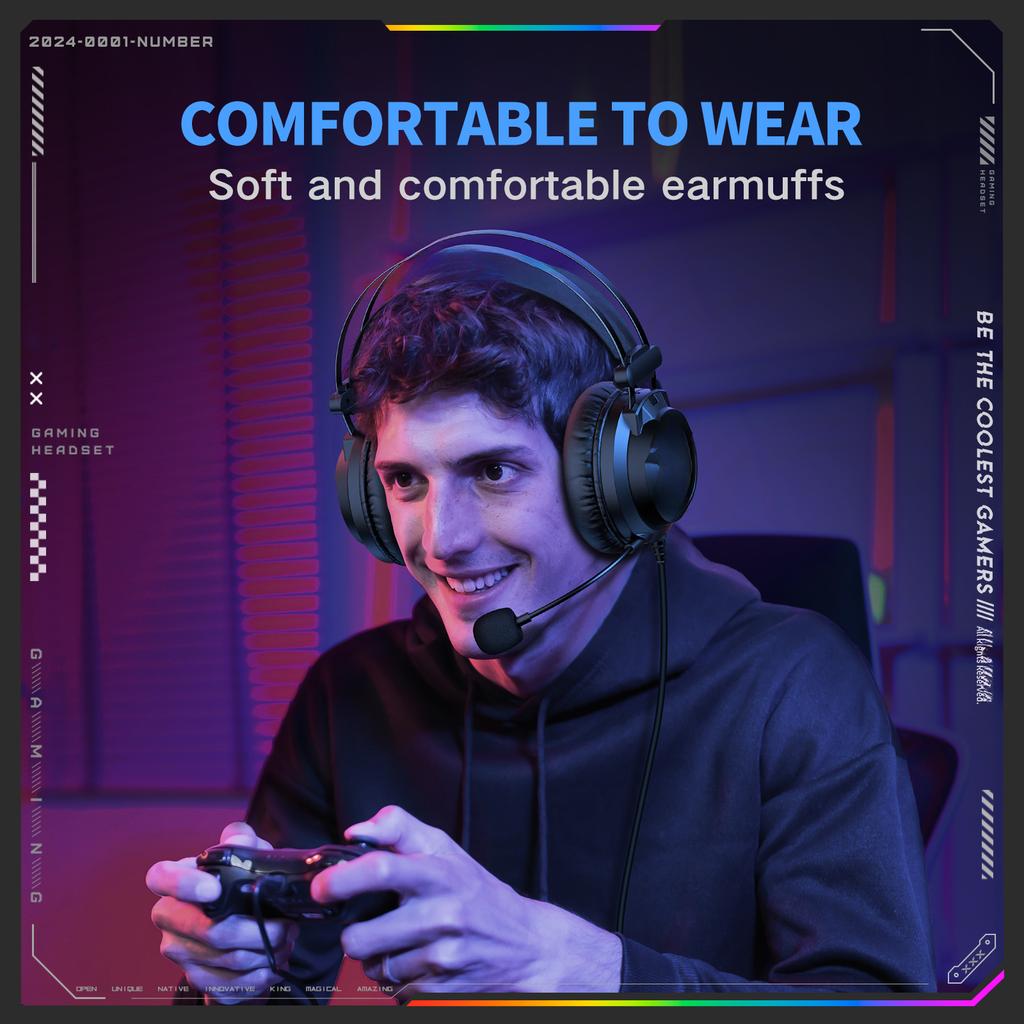 X80 Gaming Headset Noise  Cing Gaming Earbuds Over  Ear Wired Headphones Desktop Wired Headset  Black