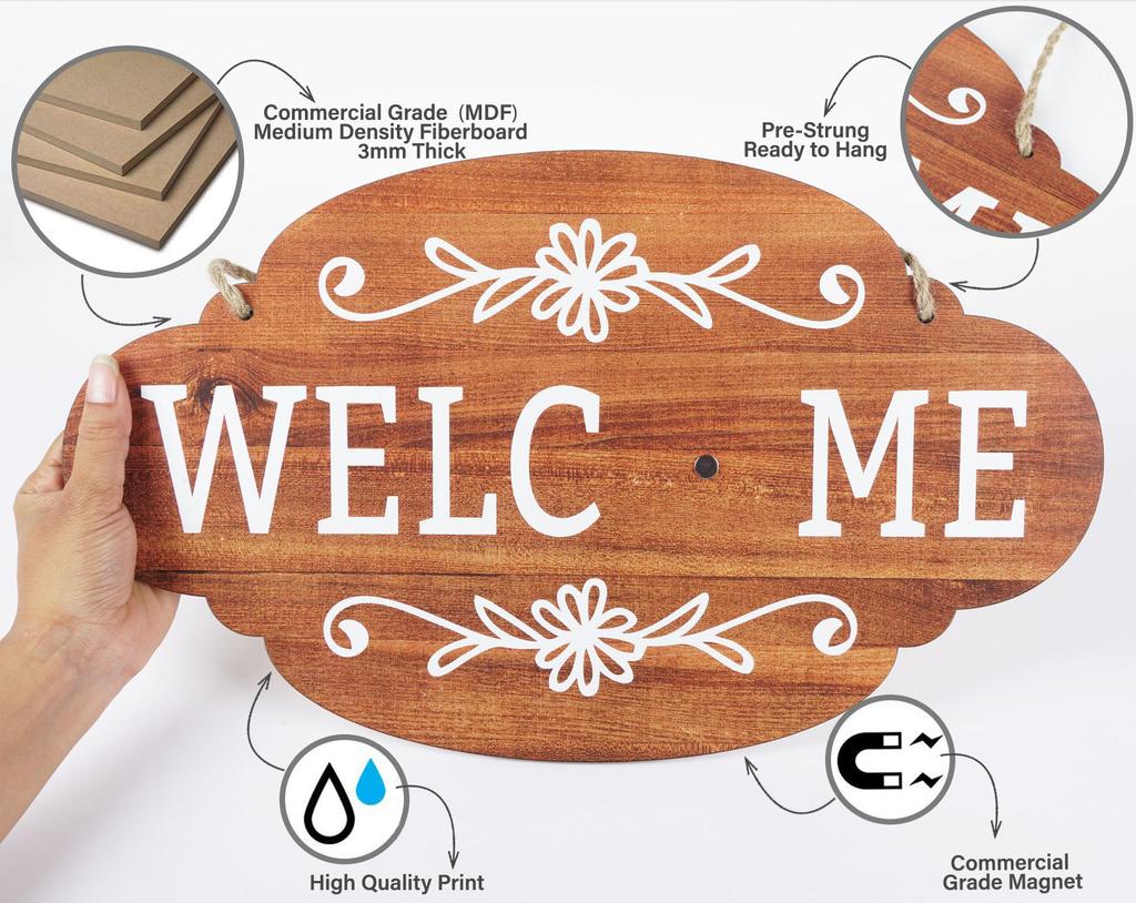 Inkdotpot Welcome Sign Front Door Decorations Hanging Rustic Wood Seasonal Holiday Ornaments Wall Hanging 17" Inches