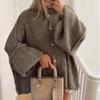 Модный свободный свитер для женщин, однобортный элегантный кардиган, вязаный повседневный топ, женский осенне-зимний наряд, пальто