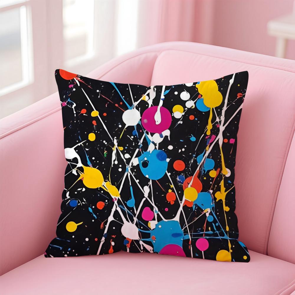 Abstract art JJackson PPollock Cushion Cover Pillow Case Soft Friendly Fabric Concealed Zipper