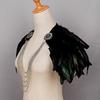 Женская черная накидка-шаль из перьев, готический пелерин-болеро из перьев, пончо с воротником, костюм ведьмы для косплея на Хэллоуин, карнавал