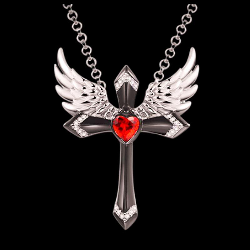 Angel Cross Necklace Russia Hot Sale Sterling Silver Plated Platinum Minimalist Clavicle Chain Women's Fashion Jewelry Trendy Gift