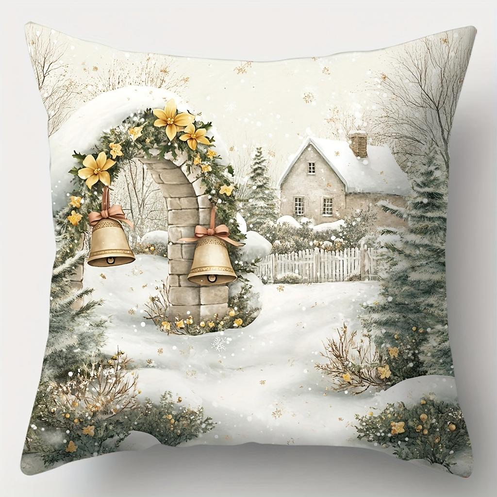Домашний декор Рождественские сцены: Санта и Снеговик Наволочки с узором Наволочка для подушки Подходит для дивана Спальни Автомобиля Наволочка