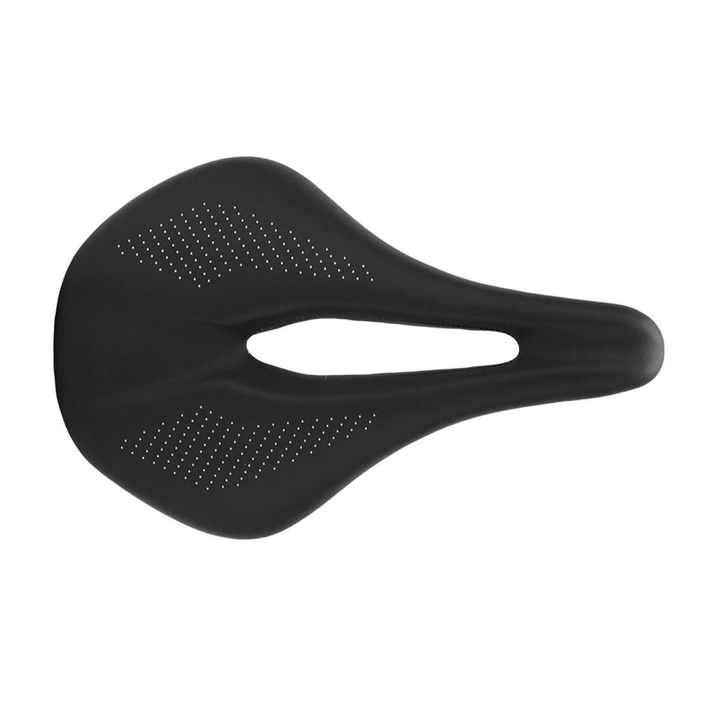155mm Widen Carbon Fiber Leather Bicycle Saddle Cushion Hollow Cycling Road Bike CushionBlack