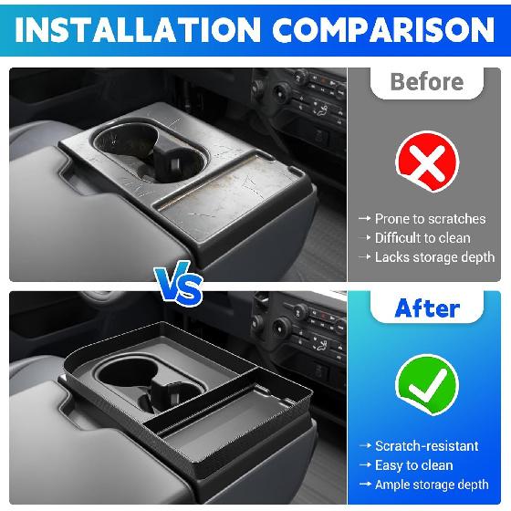 Console Organizer Tray Cup Holder Fits for -2025 Ford F150 & -2026 F250 F350 F450 F550 40/20/40 Jump Seat Center Console Storage Cup Holder ert for