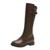 Autumn Women's Riding Boots Round Toe Chunky Heel Knee High Boots for Women Belt Buckle Platform Shoes