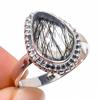 Natural Black Rutile Gemstone Handmade 925 Solid Sterling Silver Ring S.7 O6e80