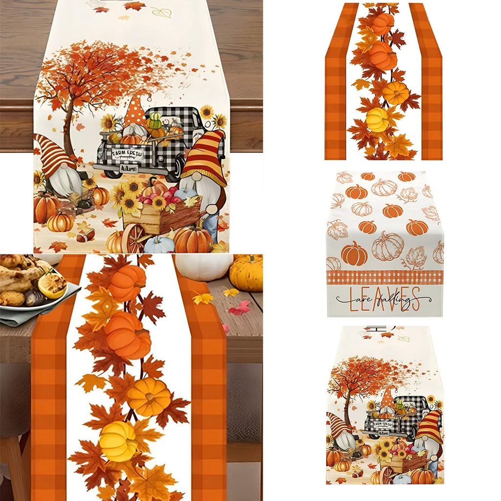 Pumpkin Print Decorative Tablecloth Table Flag Rectangular Living Room Dining Table Decoration Dirt Resistant Table Flag