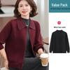 Plus Velvet Lapel Knit Top for Middle-Aged & Elderly Women - Autumn/Winter Warm Casual Jacket