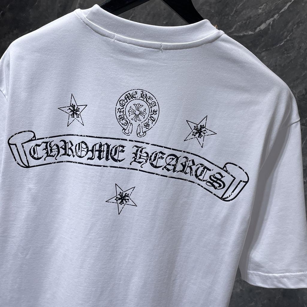 8956 CHROME HEARTS 2025 Summer New High Quality Cotton Round Neck Loose Large Size Men's and Women's T-shirt Couple T-shirt