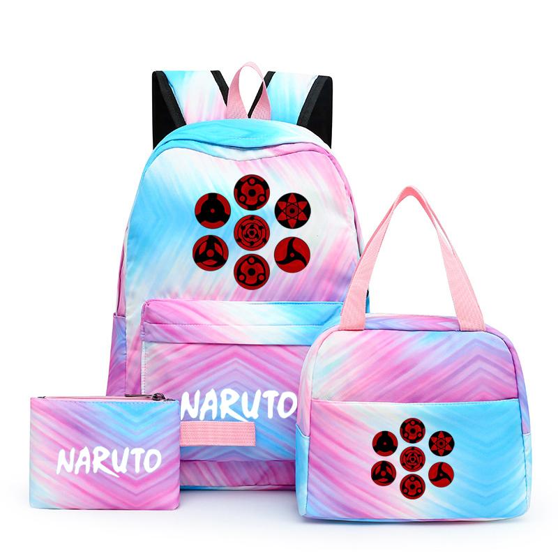 3 шт., школьный рюкзак в стиле аниме для девочек Y2K с сумками для обеда, школьный рюкзак, комплект холщовых сумок, детская сумка-ручка