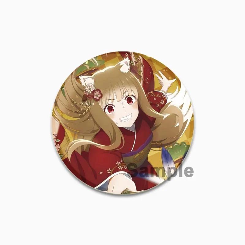 32/44/58 мм 58 мм Kurafuto Rorensu Horo значок милый аниме волк броши ручной работы пластиковый лацкан булавка для одежды шляпа рюкзак ювелирные изделия аксессуары