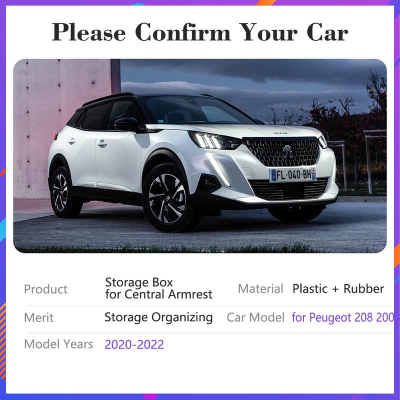 Органайзер-бокс в автомобиль для Peugeot 208 2008 II MK2 Контейнер-держатель для хранения в центральном подлокотнике Аксессуары для интерьера