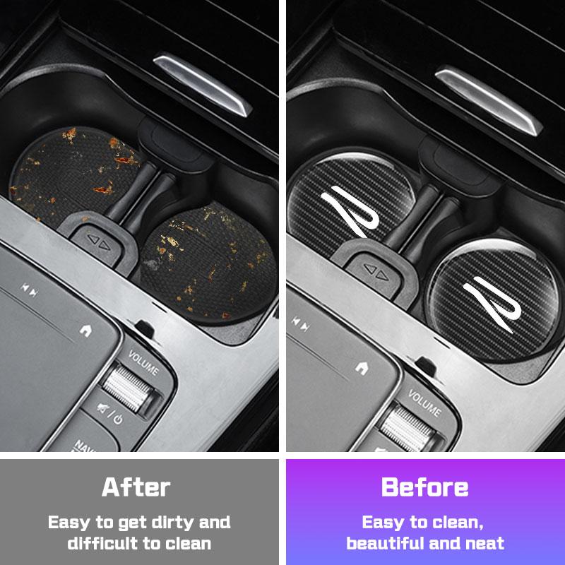 2Pcs Car Coaster Water Cup Bottle Mat Anti-slip Pad for Volkswagen VW R Rline ID.3 ID4 Polo Passat B5 B7 Golf 8 Touran Caddy GTI