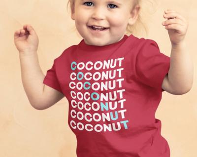Toddler Coconut Letters Shirt, Toddler Beach Shirt, Coconuts Vacation Tee, Coconut Words T-Shirt, Coconut Memories Shop