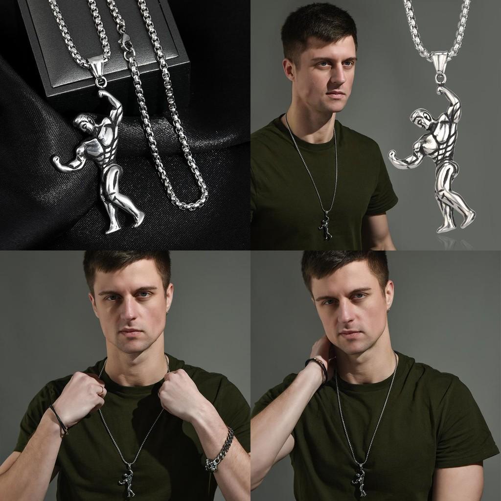 Стильная серебристая подвеска в виде мускулистого мужчины для мужчин в модном корейском дизайне