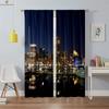 Черные шелковые плотные шторы с изображением ночного города и пейзажа, 3D-печатные шторы для кабинета, гостиной, спальни, декоративные шторы, 2 шт.