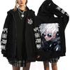 Harajuku аниме дзюдзюцу кайсен толстовки мужские Сатору Годзё толстовка на молнии с принтом Y2k манга спортивные костюмы готические большие толстовки на молнии