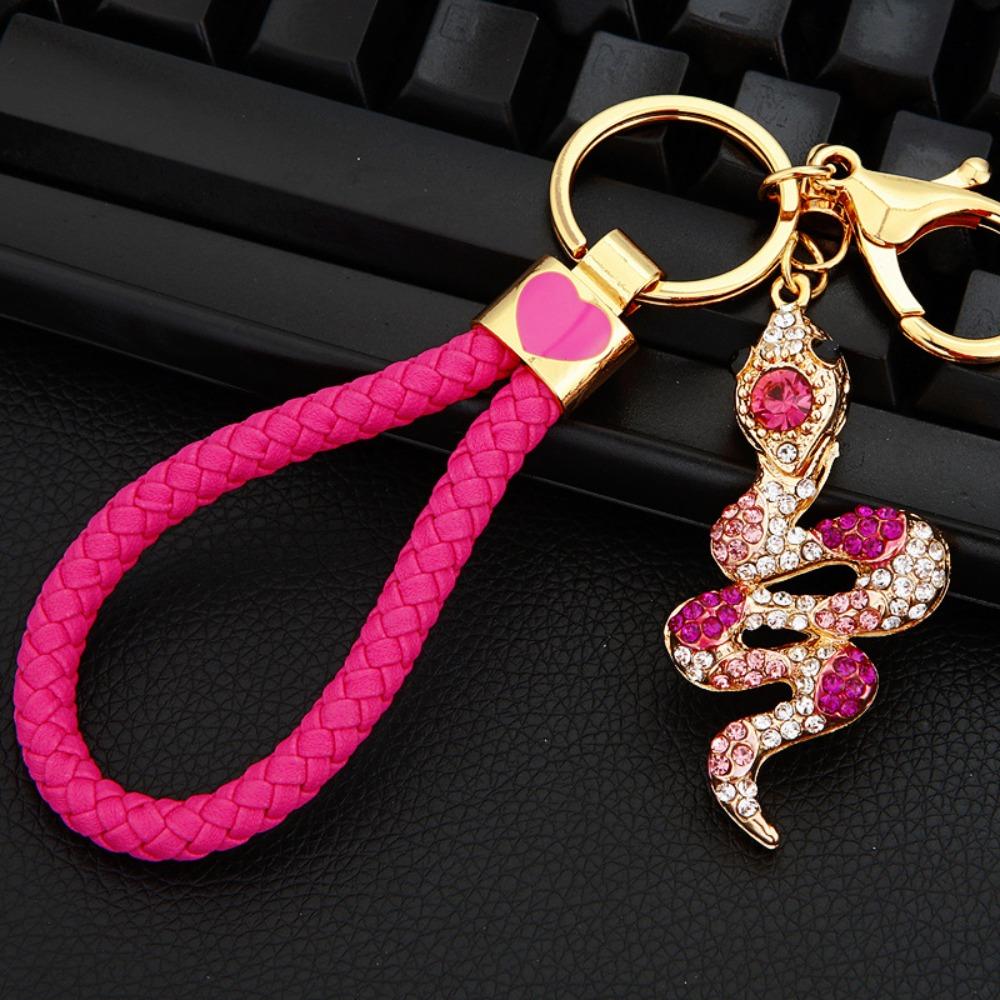 Fortune Rhinestone Snake Keychain Exquisite Women's Bag Pendant Cute Snake Lucky Pendant  Couple