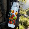 1PC Colorful Stacked Cat Pattern 750ml Color Plastic Sports Water Bottle Leakproof Flip Straw Lid Suitable for Sports Office Home Use