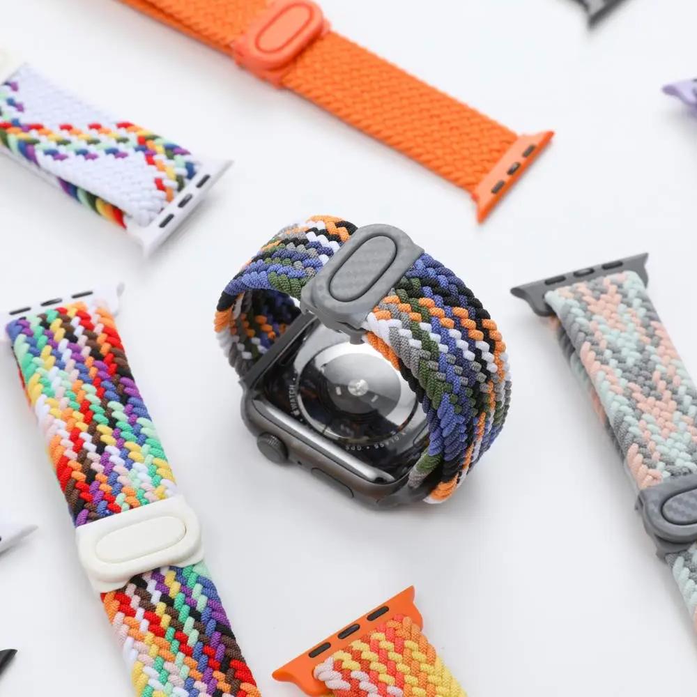 Плетеный ремешок для Apple Watch Series 10 9 8 7 6 5 4 se Ultra 2 49мм 46мм 42мм 44мм 40мм 45мм 41мм Correa Браслет Ремешки iWatch