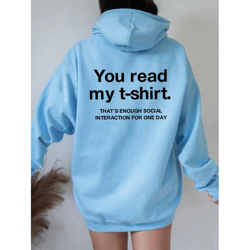 Осень-зима 2023, женские толстовки с буквенным принтом «Вы читаете»