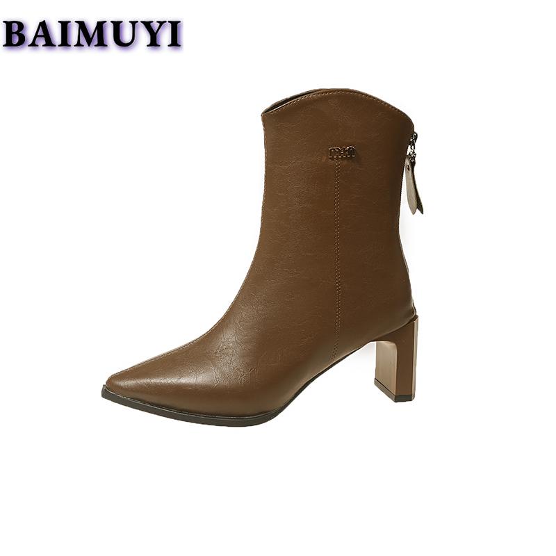 Женские сексуальные ботильоны с острым носком на высоком каблуке, модные дизайнерские ботинки челси в стиле панк на молнии 2025 года, зимние новые туфли-лодочки Mujer Botas