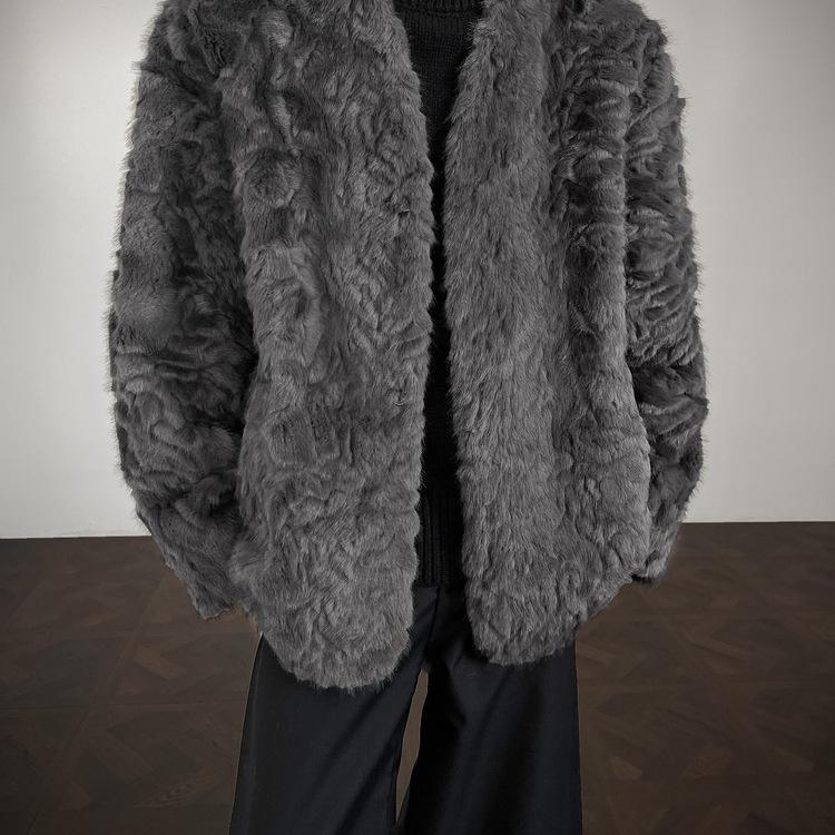 Мужская серая куртка из бархатного искусственного меха под норку с плюшевым хлопком, на меху, утолщенная для ощущения высокого качества