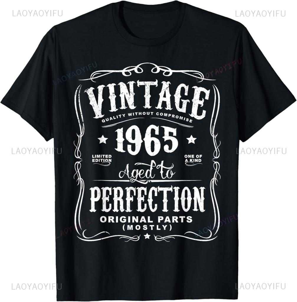 Vintage 61th Birthday Decorations Men Funny 1965 61 Birthday TShirt Custom Printed Cotton Graphic T Shirts Casual Camiseta
