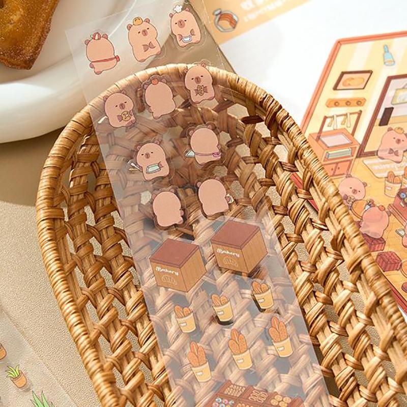1Set Cartoon Capybara Simulation Cabin Stickers Cute Diy Landscaping Stickers Creative Hand Account Decoration Stickers Gifts