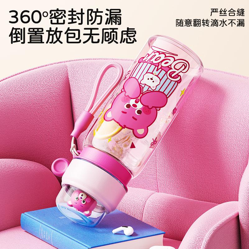 Children's water cup Student large-capacity plastic cup Outdoor portable food grade high temperature resistant straw cup