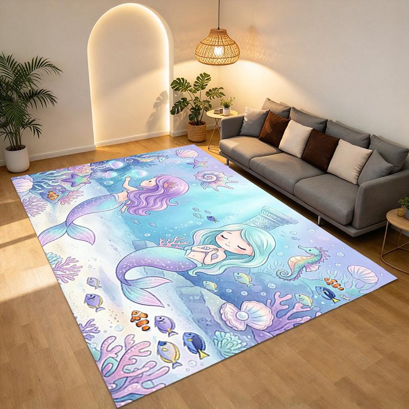 Mermaid Fantasy Living Room Nonslip Area Rug Soft Carpet For Bedroom Game Playroom Sofa Office Home Decor Doormat Christmas Gift C929443
