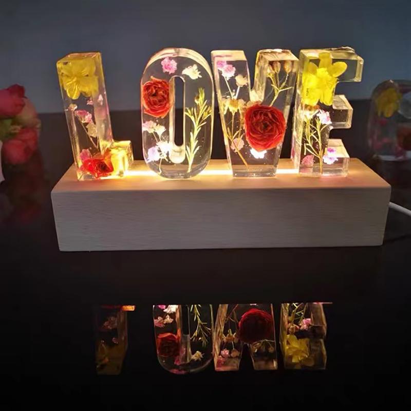15cm Dimmable Tricolor Wooden Base with LED Lights, Acrylic Plexiglass Epoxy Resin Display Stand, USB Powered for 3D Night Light