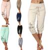Large Casual Pants with Fashionable Print, Loose Fit, High Waisted and Lace Up Cropped Pants