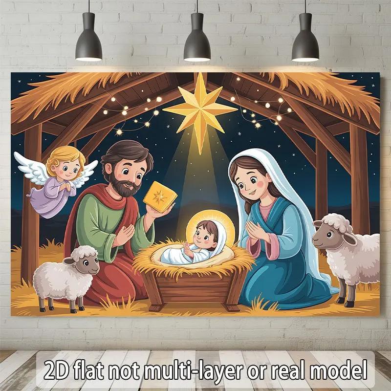 1 piece 2D flat Christmas story scene banner | Polyester material suitable for events weddings partiesZL